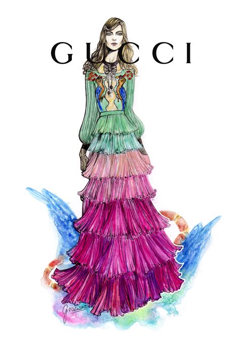 gucci gown drawing|gucci couture gowns.